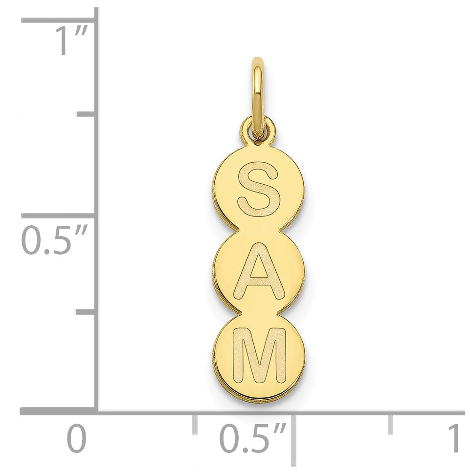 10K Yellow Gold 3 Letter Bubble Pendant