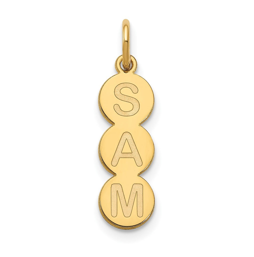 10K Yellow Gold 3 Letter Bubble Pendant