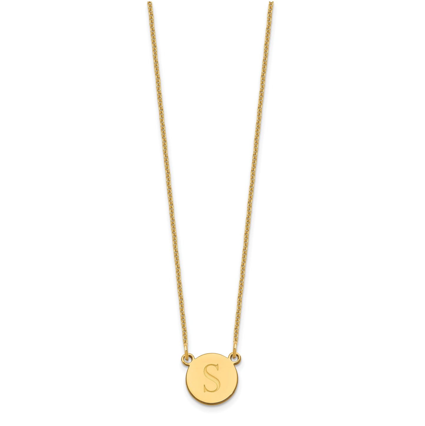 10K Yellow Gold Initial Circle Necklace