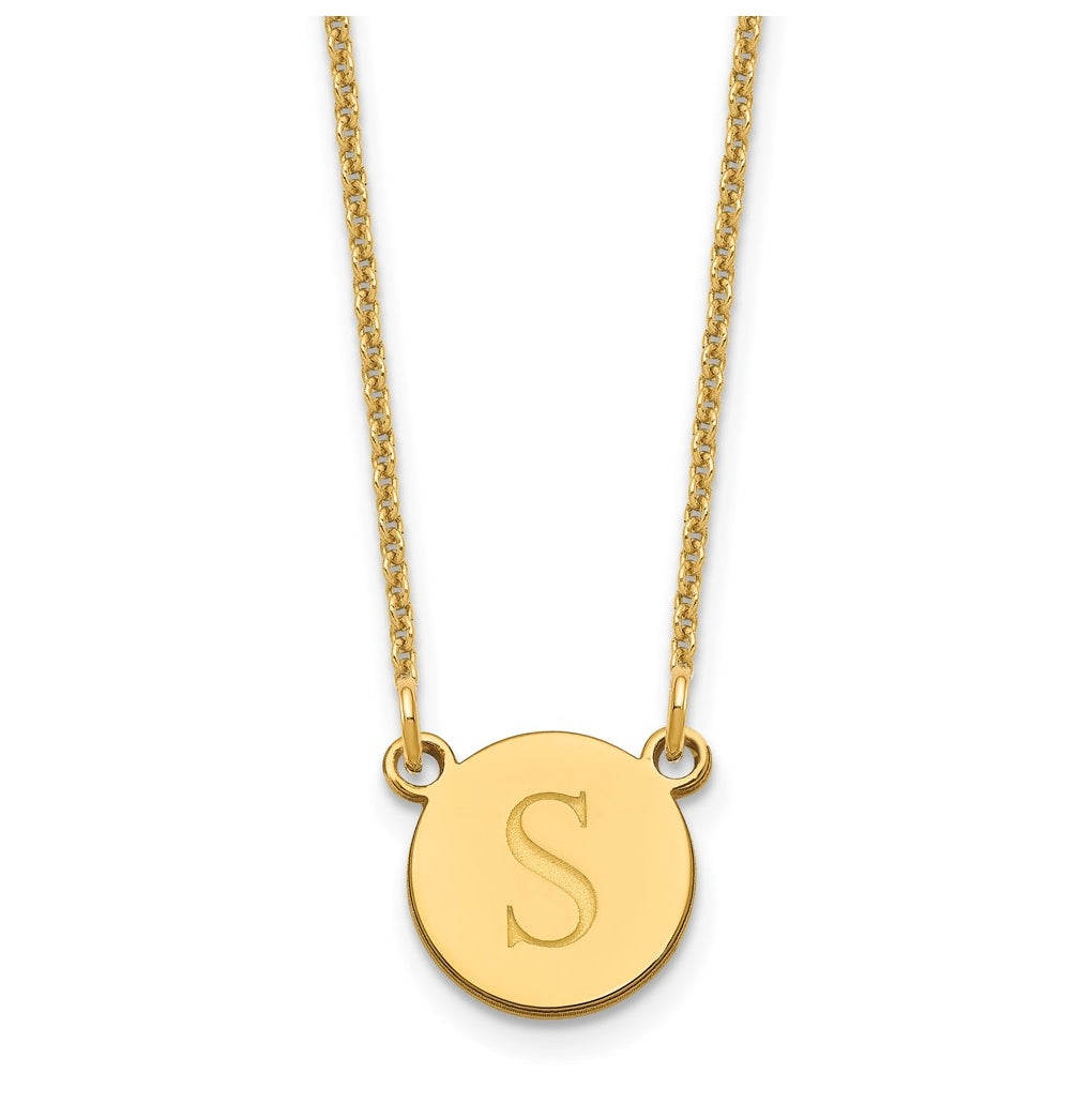 10K Yellow Gold Initial Circle Necklace
