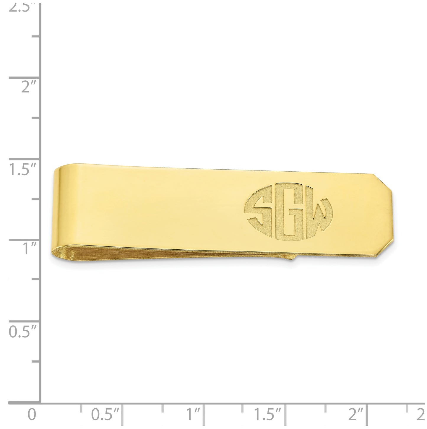 10K Yellow Gold Recessed Letters Monogram Money Clip