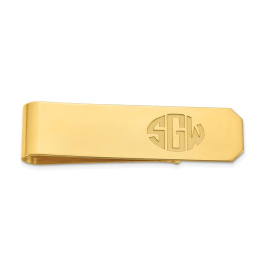 10K Yellow Gold Recessed Letters Monogram Money Clip