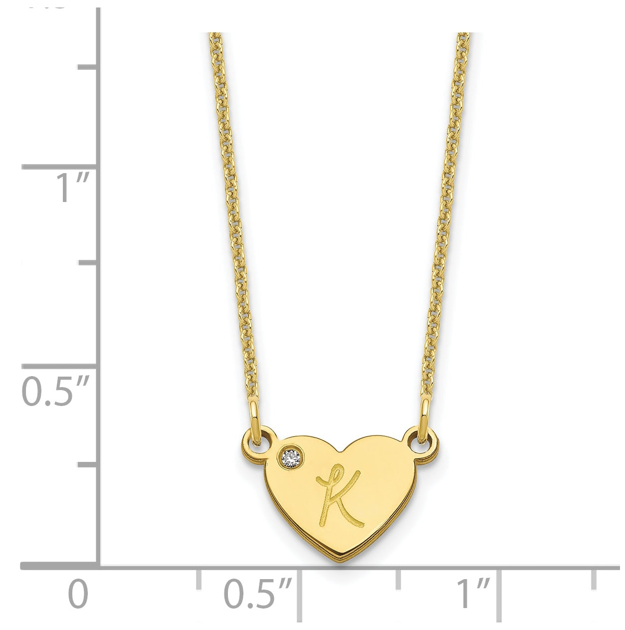 10K Yellow Gold Initial Heart with Diamond Necklace