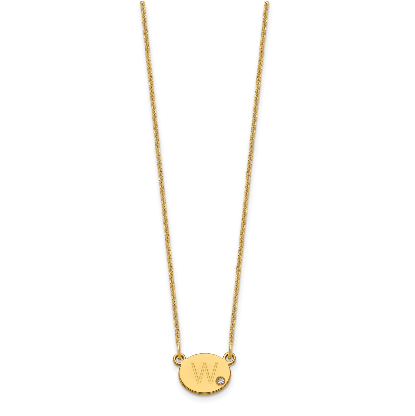 10K Yellow Gold Initial Oval with Diamond Necklace