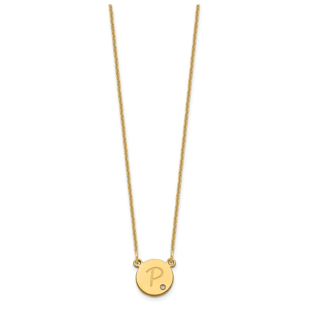 10k Yellow Or White Gold Round Initial with Diamond Necklace – Elegant Jewelry Gift for Birthday, Anniversary, Engagement, Wedding