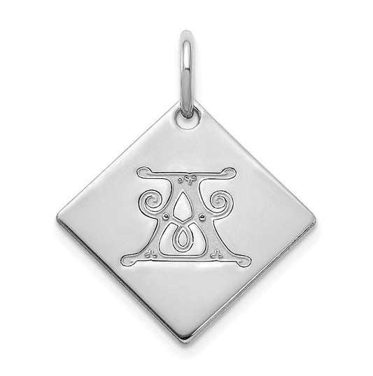 10k Polished White Gold Letter A Initial Charm