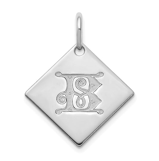 10k Polished White Gold Letter B Initial Charm