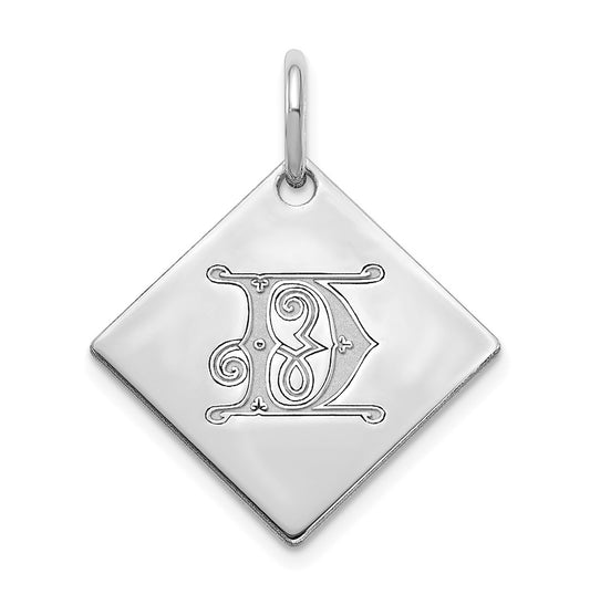 10k Polished White Gold Letter D Initial Charm