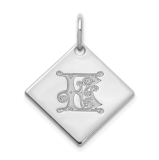 10k Polished White Gold Letter E Initial Charm