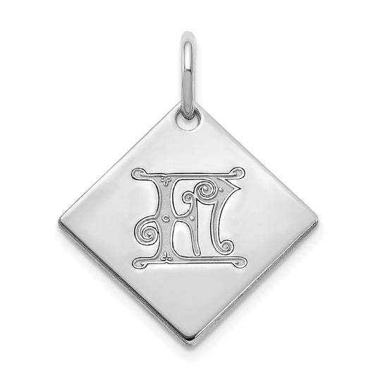 10k Polished White Gold Letter F Initial Charm