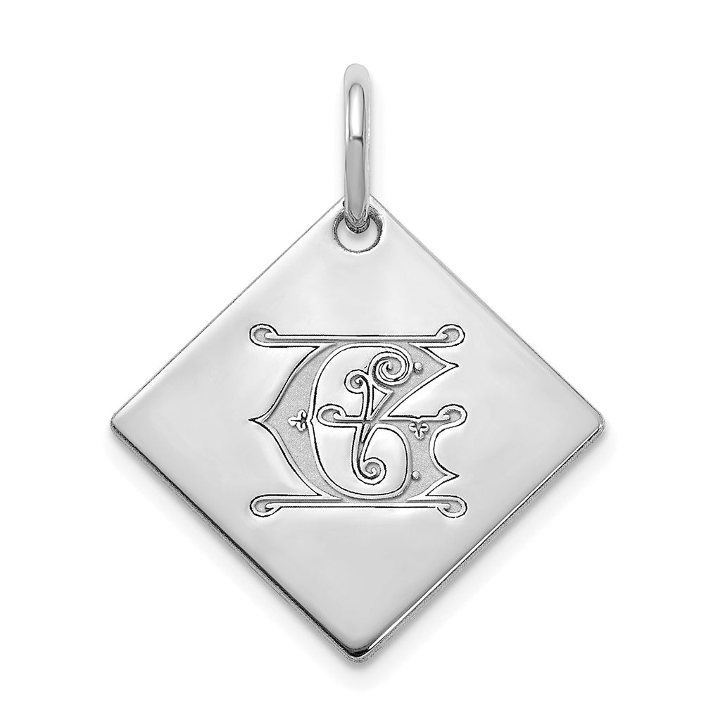 10k Polished White Gold Letter G Initial Charm