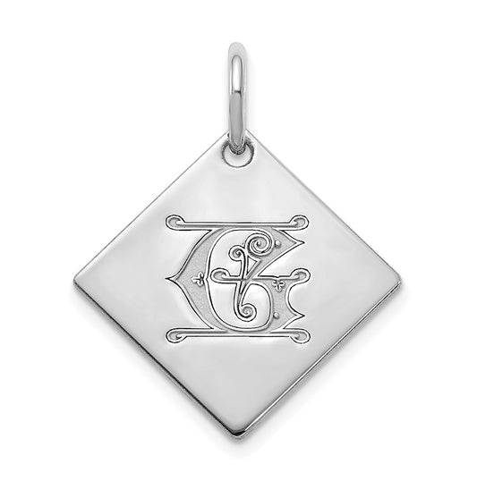 10k Polished White Gold Letter G Initial Charm