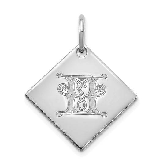 10k Polished White Gold Letter H Initial Charm