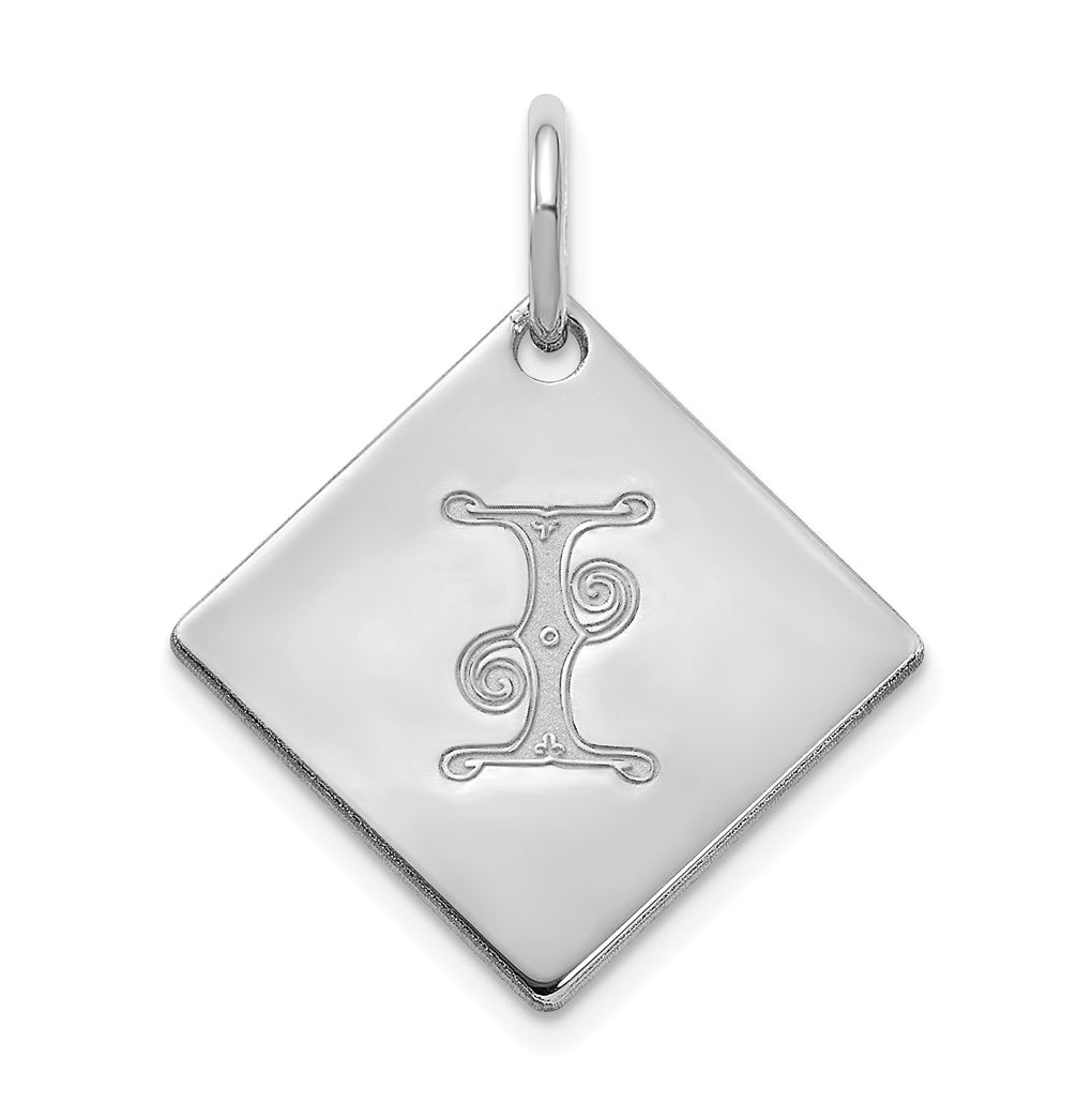 10k Polished White Gold Letter I Initial Charm