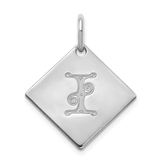 10k Polished White Gold Letter I Initial Charm