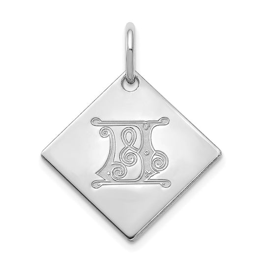 10k Polished White Gold Letter J Initial Charm