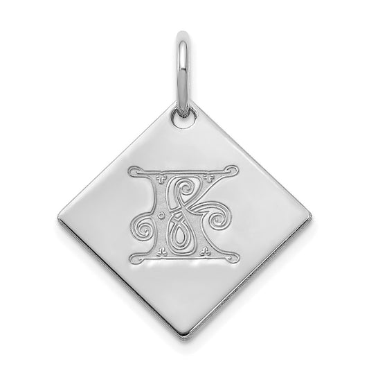 10k Polished White Gold Letter K Initial Charm