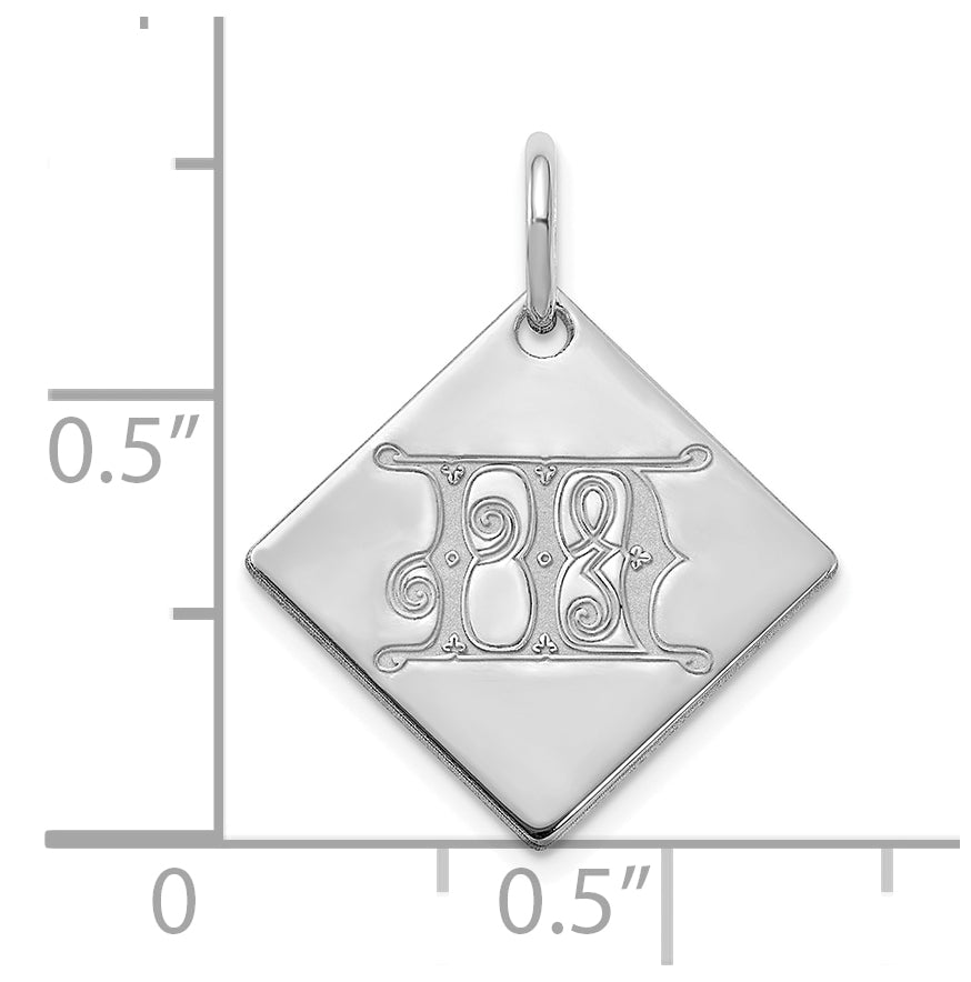 10k Polished White Gold Letter M Initial Charm