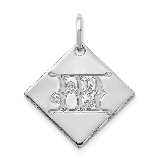 10k Polished White Gold Letter M Initial Charm