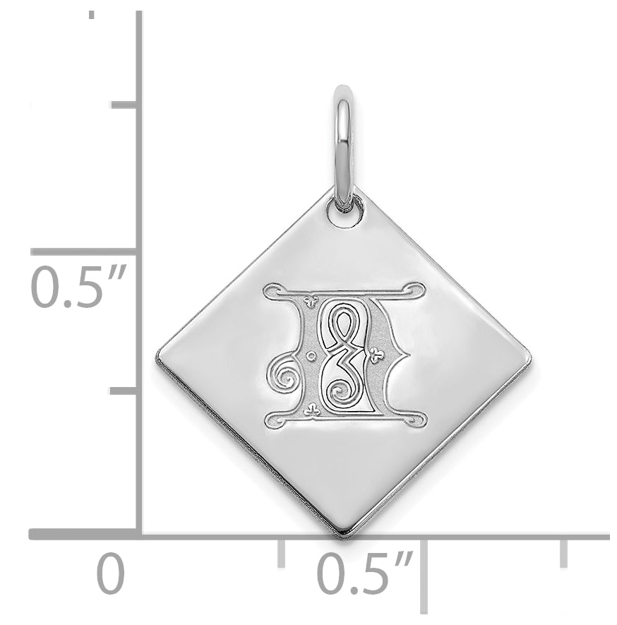 10k Polished White Gold Letter N Initial Charm