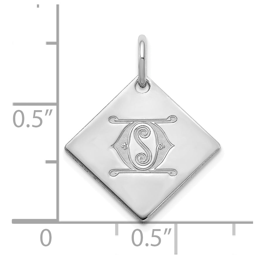 10k Polished White Gold Letter O Initial Charm