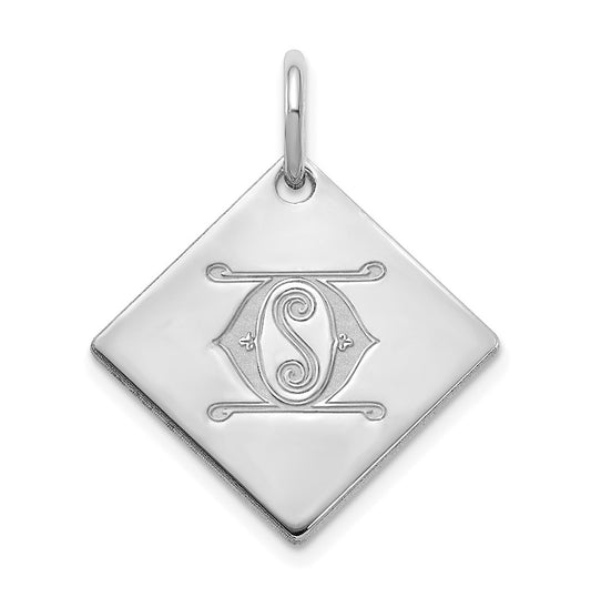 10k Polished White Gold Letter O Initial Charm