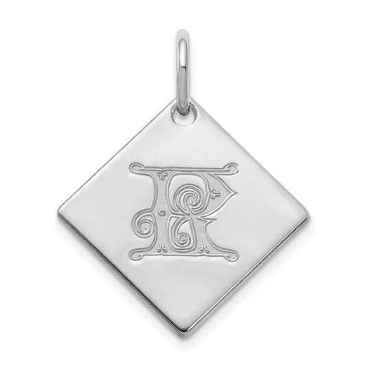 10k Polished White Gold Letter R Initial Charm