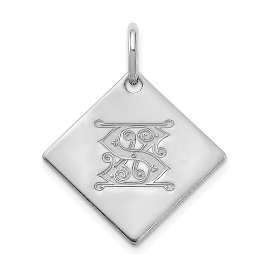 10k Polished White Gold Letter S Initial Charm