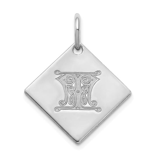 10k Polished White Gold Letter T Initial Charm