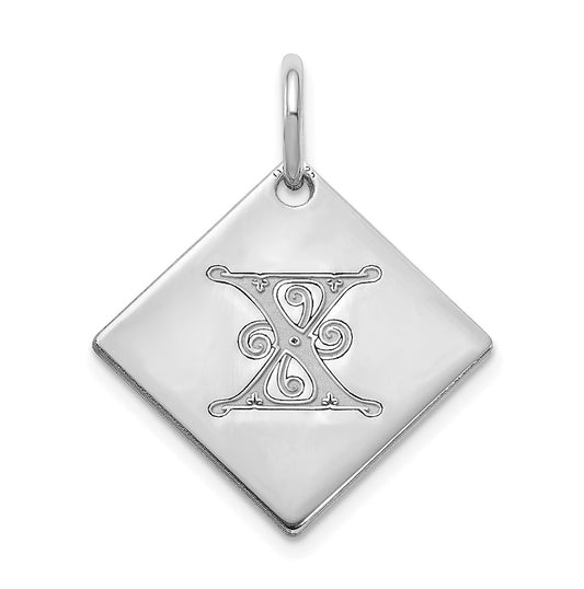 10k Polished White Gold Letter X Initial Charm