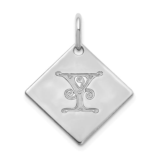10k Polished White Gold Letter Y Initial Charm