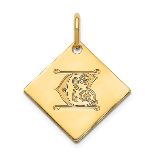 10k Polished Yellow Gold Letter C Initial Charm
