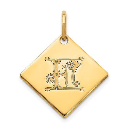 10k Polished Yellow Gold Letter F Initial Charm