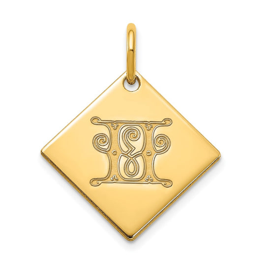 10k Polished Yellow Gold Letter H Initial Charm