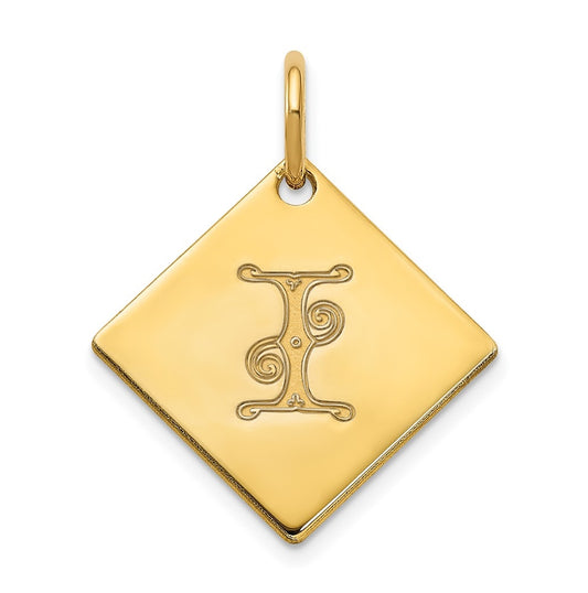 10k Polished Yellow Gold Letter I Initial Charm