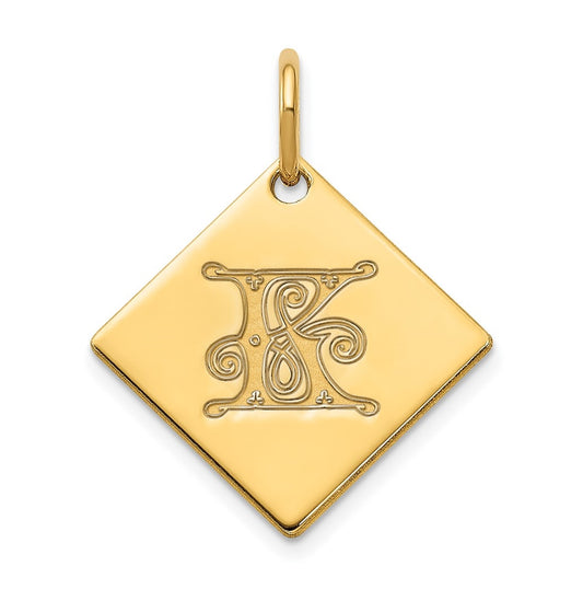 10k Polished Yellow Gold Letter K Initial Charm