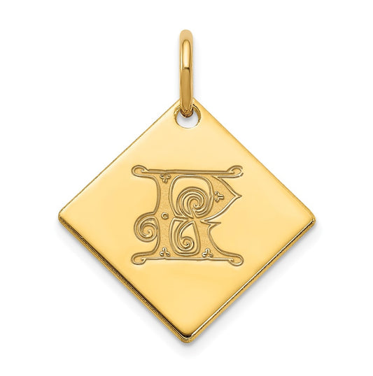 10k Polished Yellow Gold Letter R Initial Charm