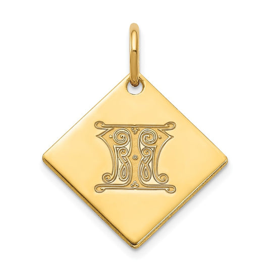 10k Polished Yellow Gold Letter T Initial Charm