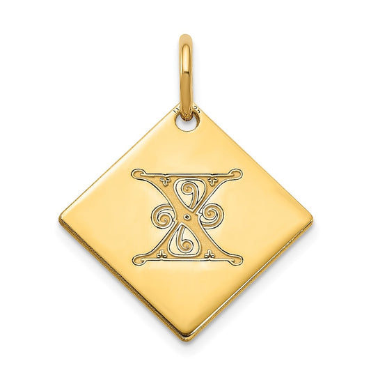10k Polished Yellow Gold Letter X Initial Charm