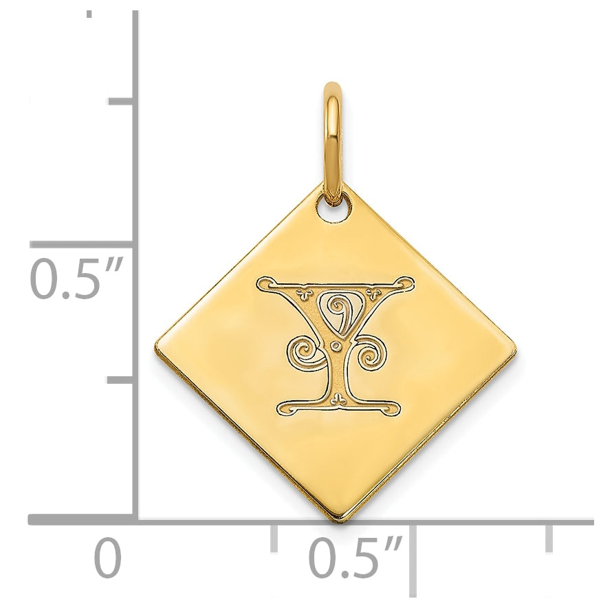 10k Polished Yellow Gold Letter Y Initial Charm