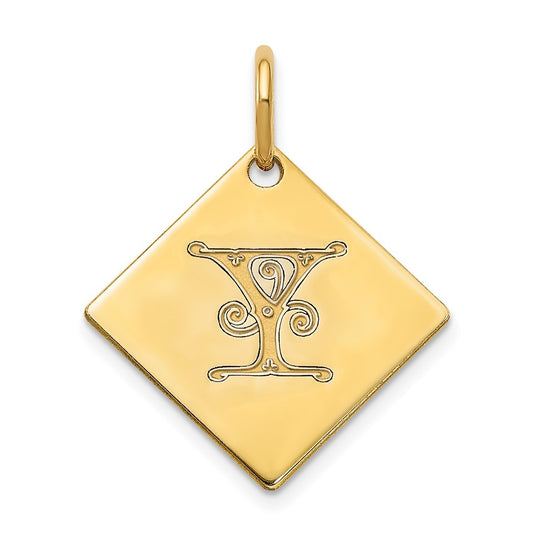 10k Polished Yellow Gold Letter Y Initial Charm