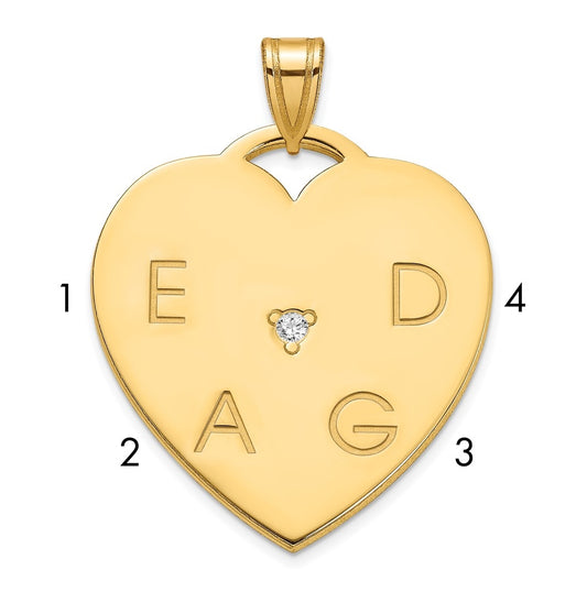 10K Yellow Gold Polished 4 Letter Charm with Diamond