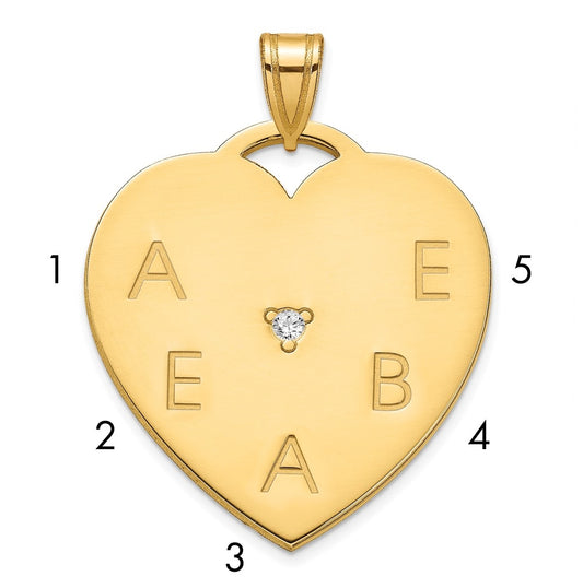 10K Yellow Gold Polished 5 Letter Charm with Diamond