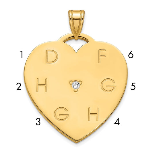10K Yellow Gold Polished 6 Letter Charm with Diamond