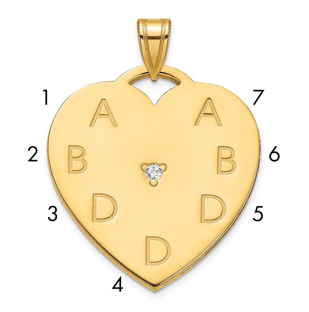 10K Yellow Gold Polished 7 Letter Charm with Diamond