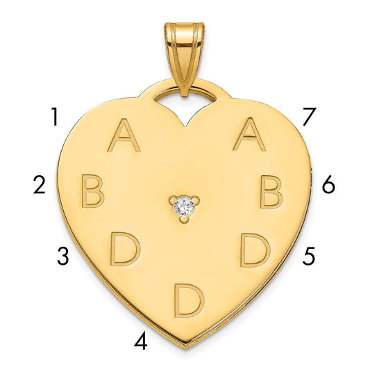 10K Yellow Gold Polished 7 Letter Charm with Diamond