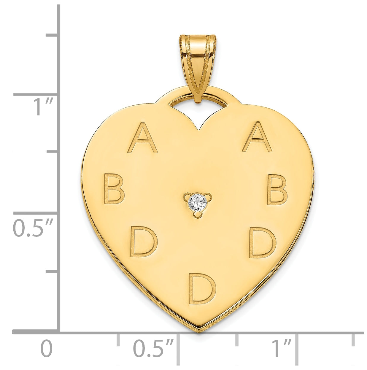 10K Yellow Gold Polished 7 Letter Charm with Diamond