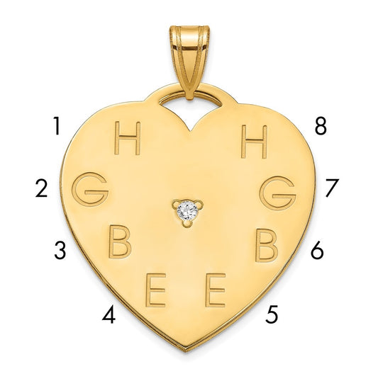 10K Yellow Gold Polished 8 Letter Charm with Diamond