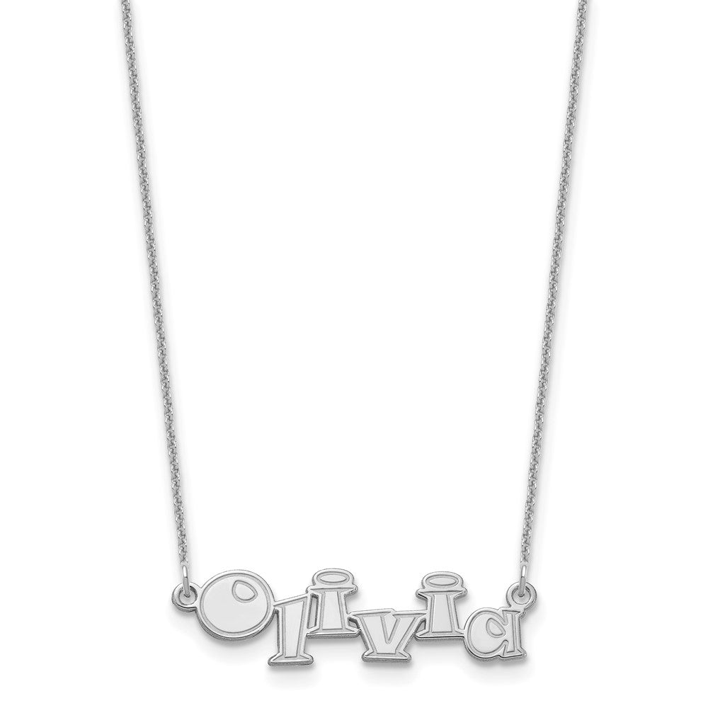 10k Polished White Gold Snap ITC Font Name Plate