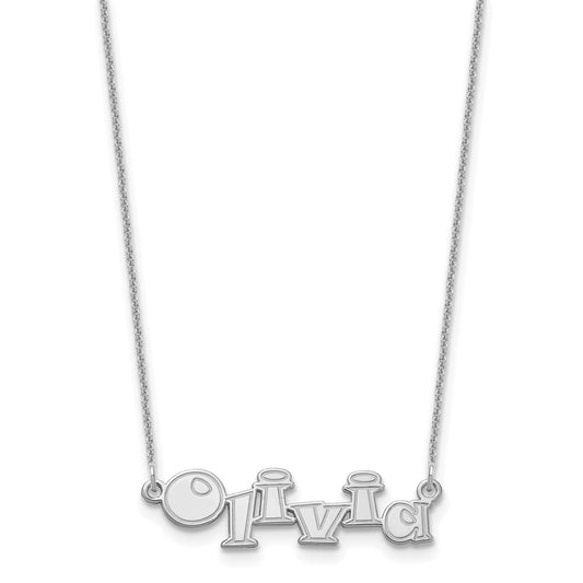 10k Polished White Gold Snap ITC Font Name Plate